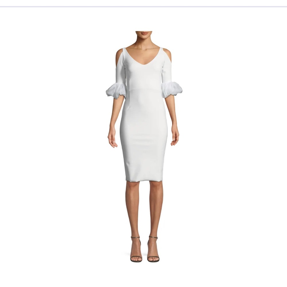 Chiara Boni White Cold Shoulder Midi Dress